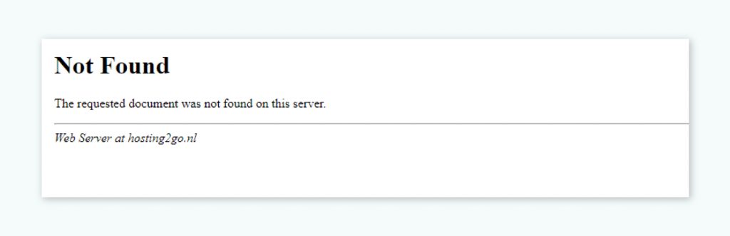 Standaard 404 server-melding.