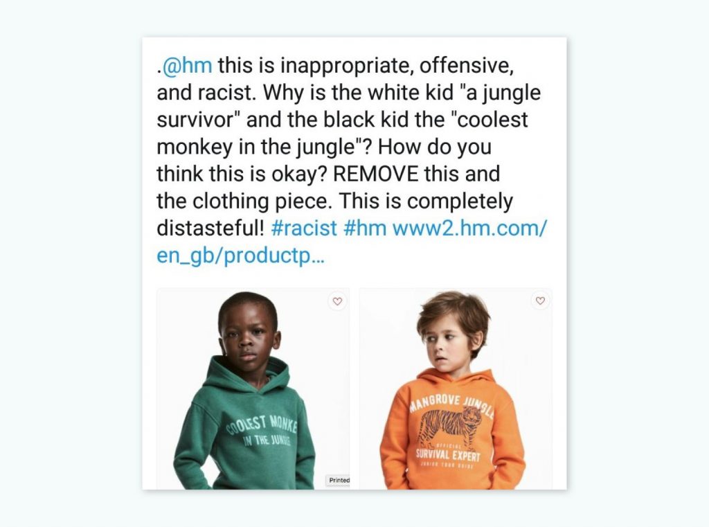 Veel kritiek op trui-ontwerp van H&M.