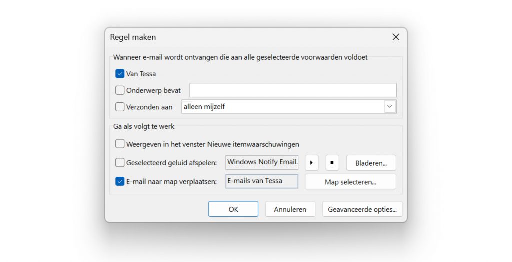 Je inbox bijhouden met mail-regels in Outlook.